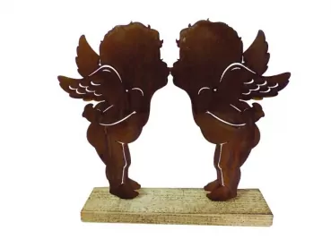 Engel Paar küssend | H. 25 cm | Edelrost Figur